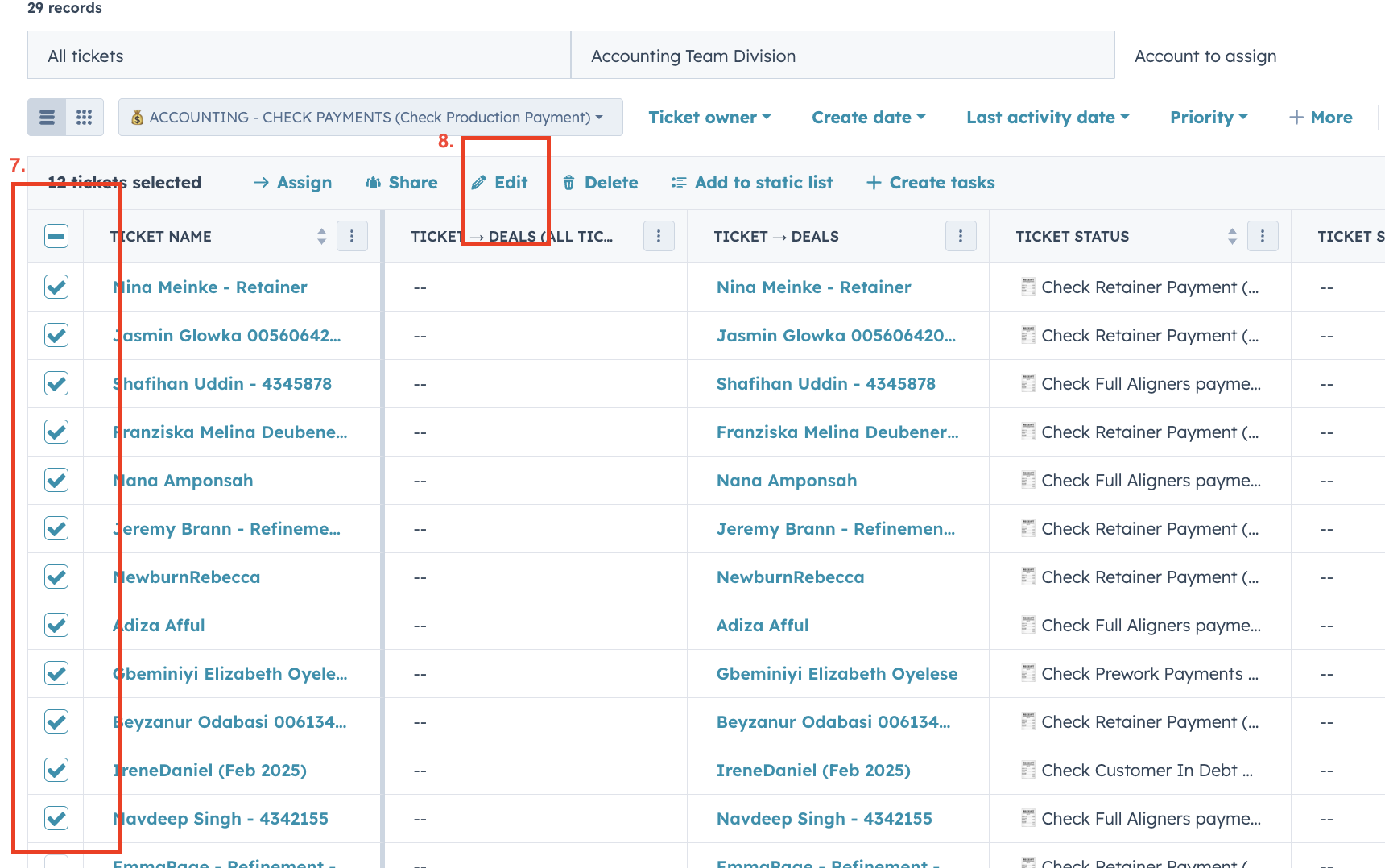 Screenshot of the bulk edit window