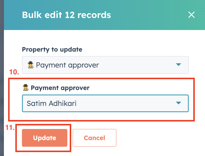 Screenshot showing clicking the update button